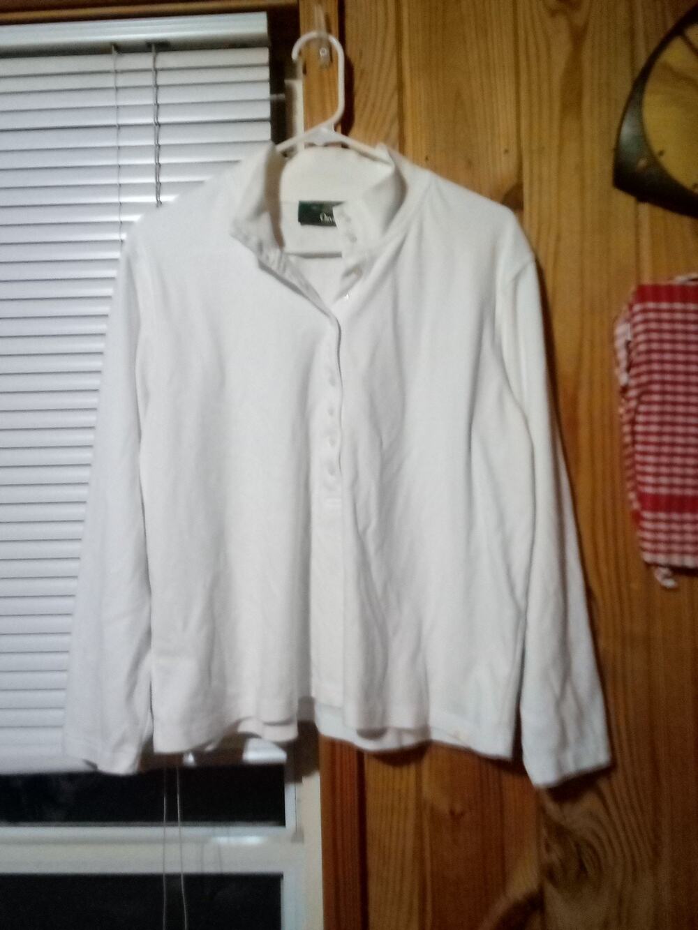 Orvis Women's Pullover Cotton Poly Blend White 1/2 Button Shirt Size XL